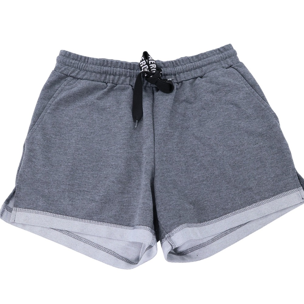 Aeropostale Womens Heather Gray Fleece Lounge Athletic Shorts Drawstring M